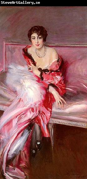 Giovanni Boldini Portrait Of Madame Juillard In Red